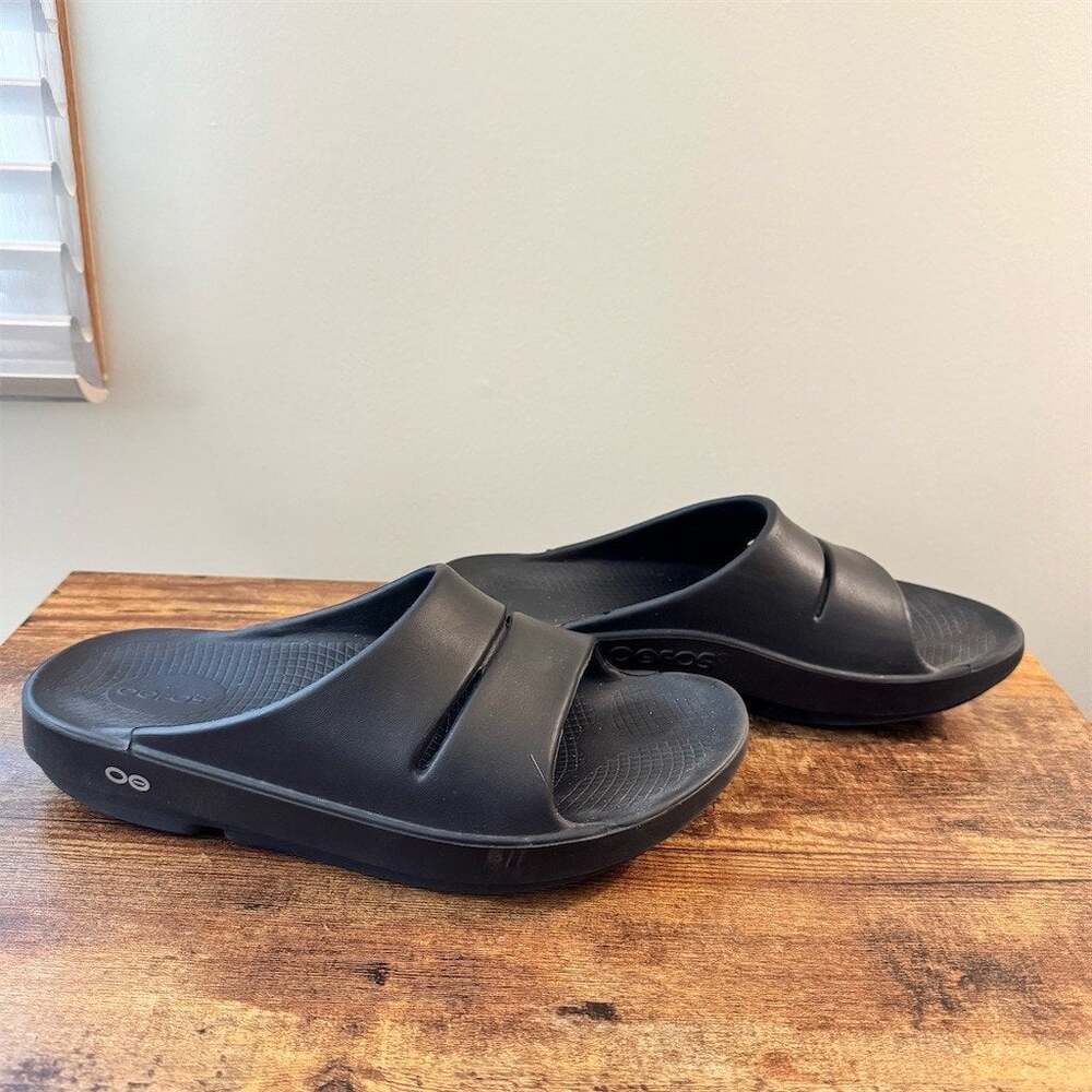 OOFOS OOahh Recovery Slide Sandals Unisex Black Comfort Slip-On - Picture 5 of 8